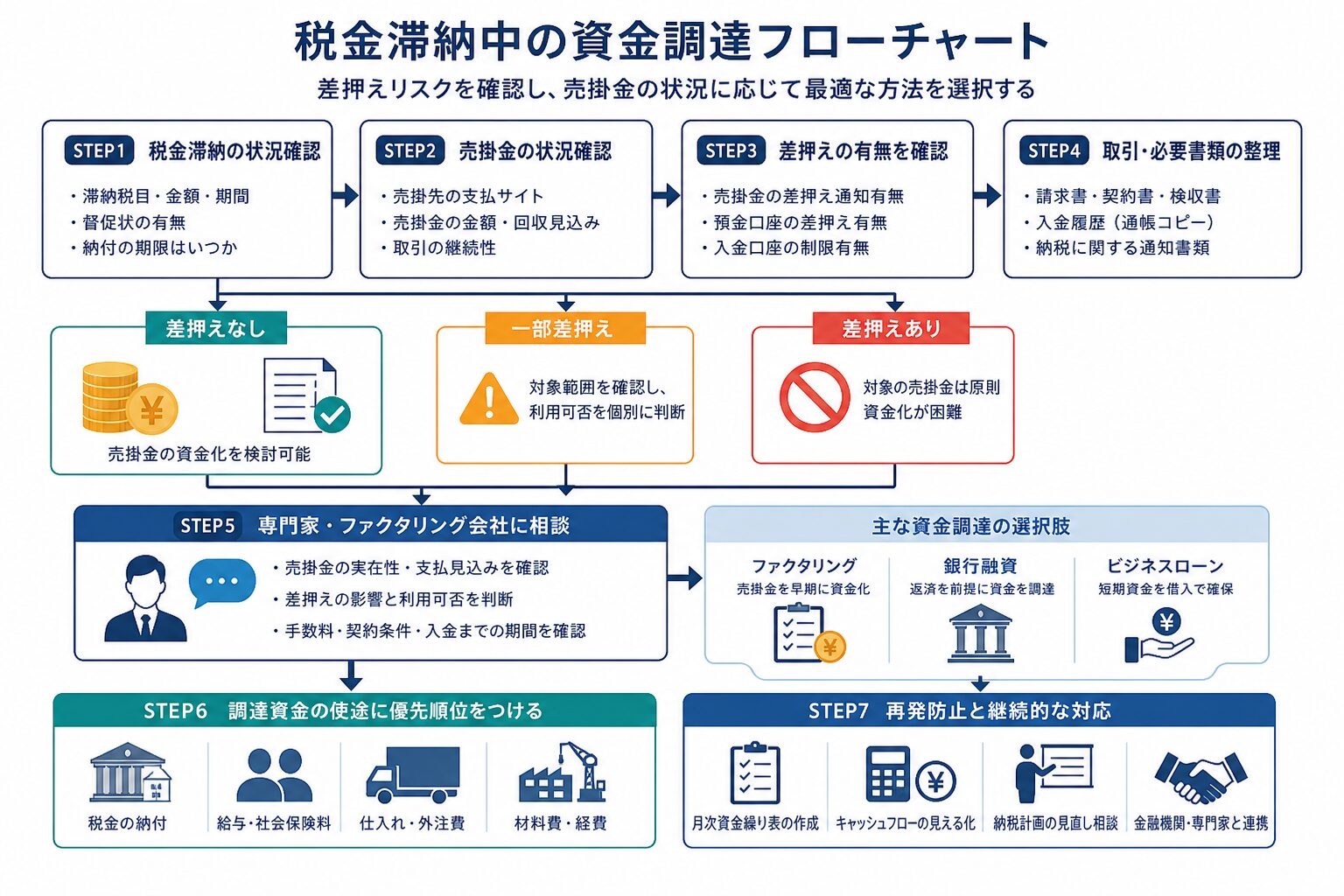 税金滞納時に売掛金と差押え状況を確認する判断フロー