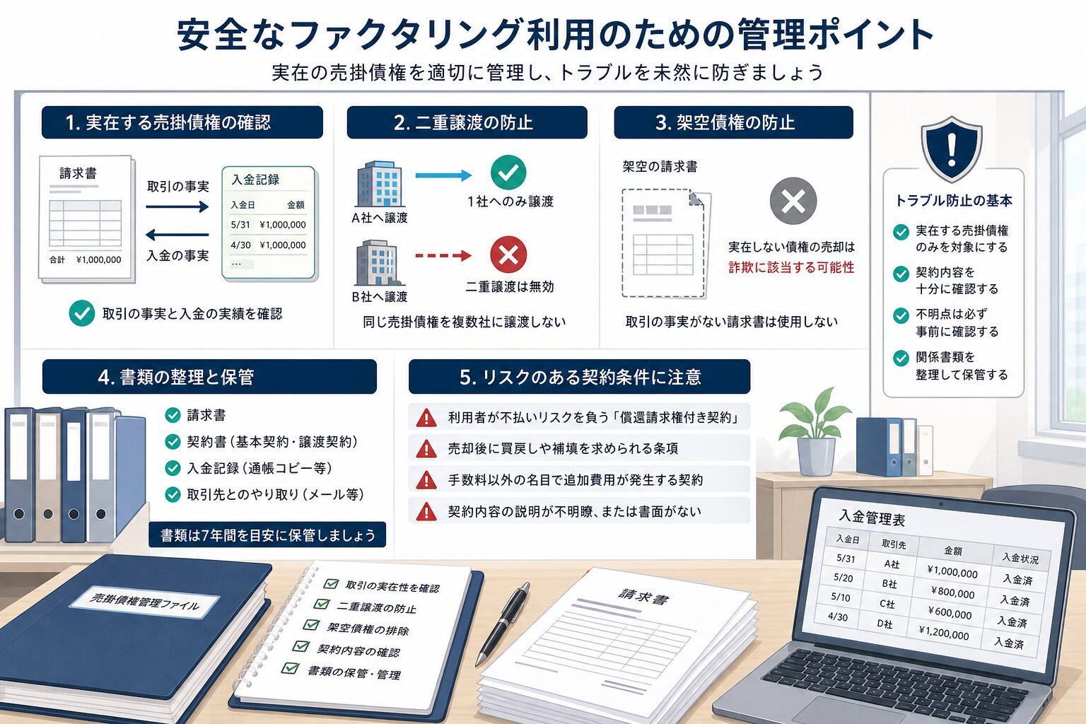 架空債権や二重譲渡を防ぐ売掛金管理のイメージ